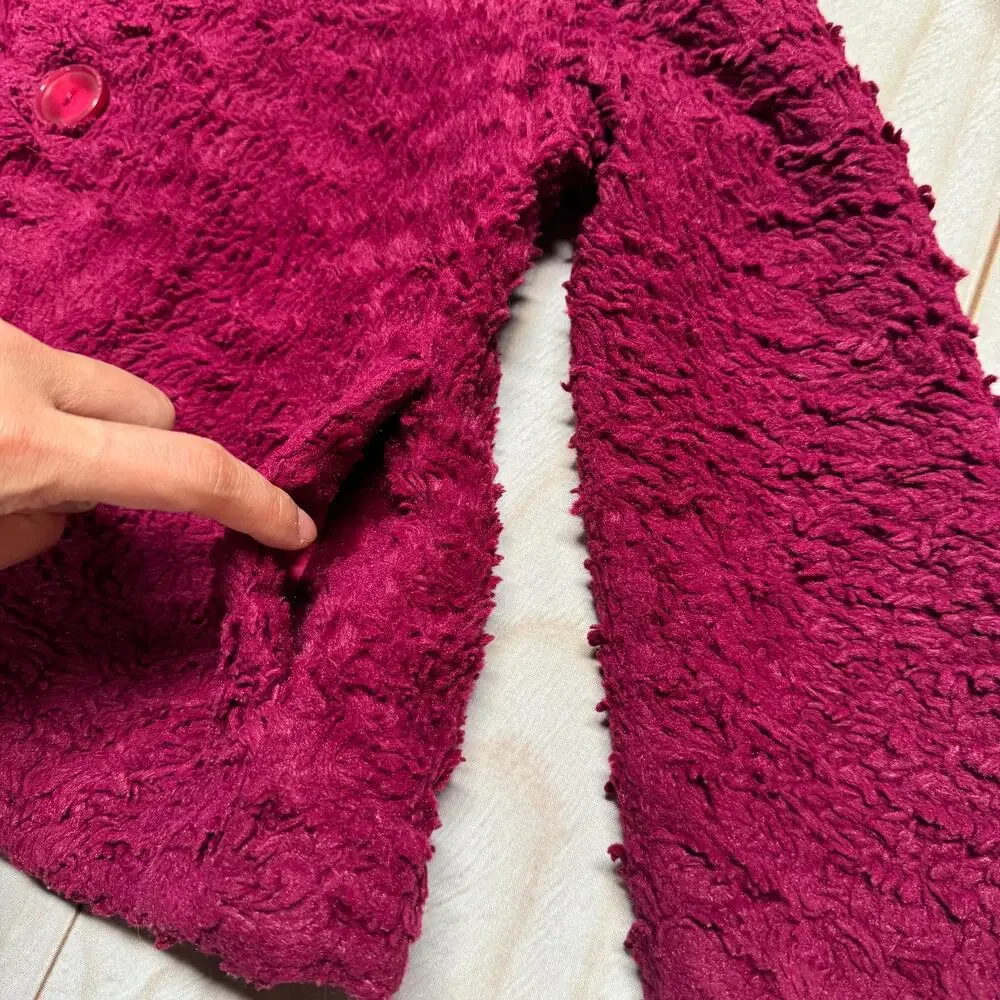 Patagonia Kids Girls Pelage Size XS 5-6 Faux Fur Fleece Jacket Magenta